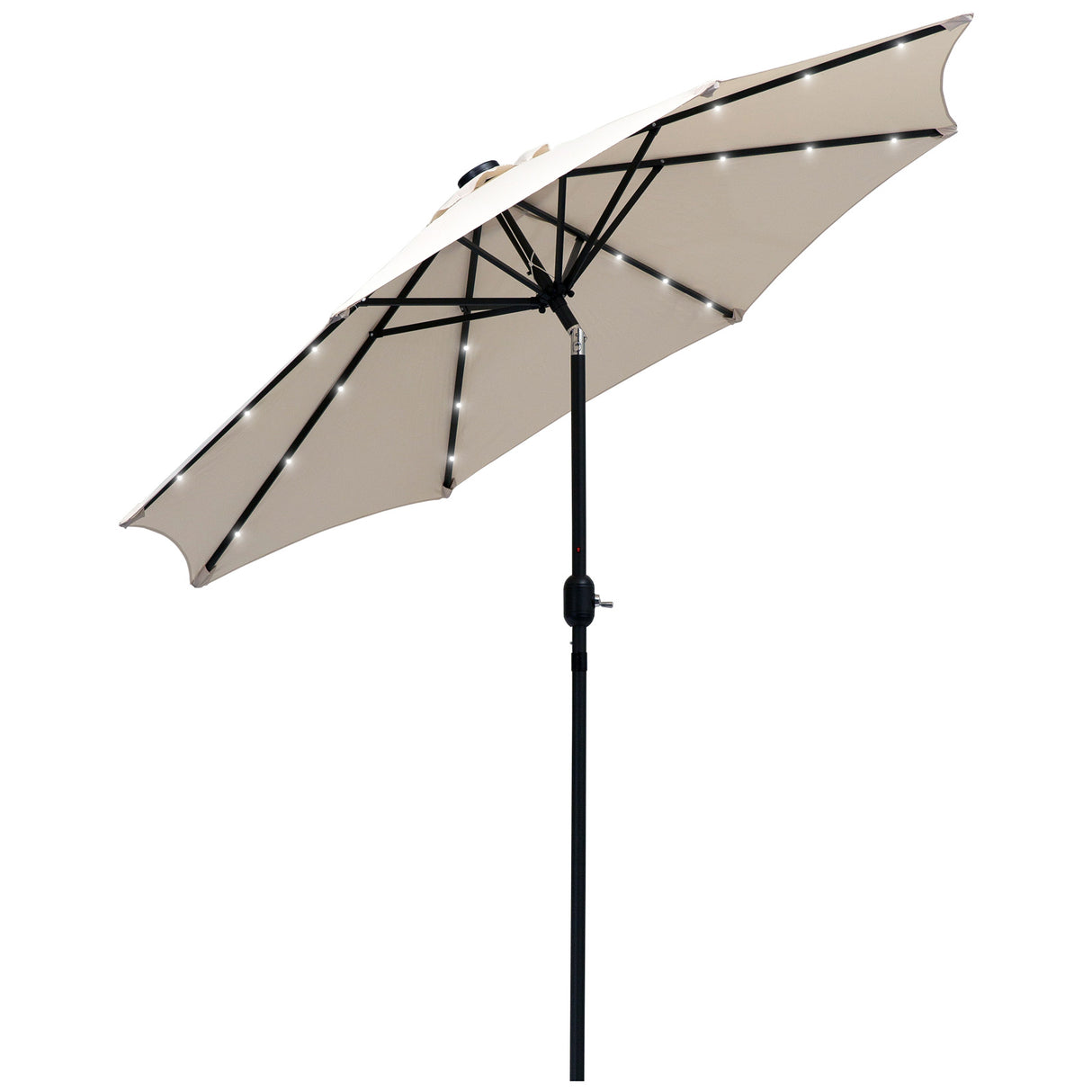 Polyester Tilting Parasol Umbrella With 24 LED Light 267cm Diameter - Velmora
