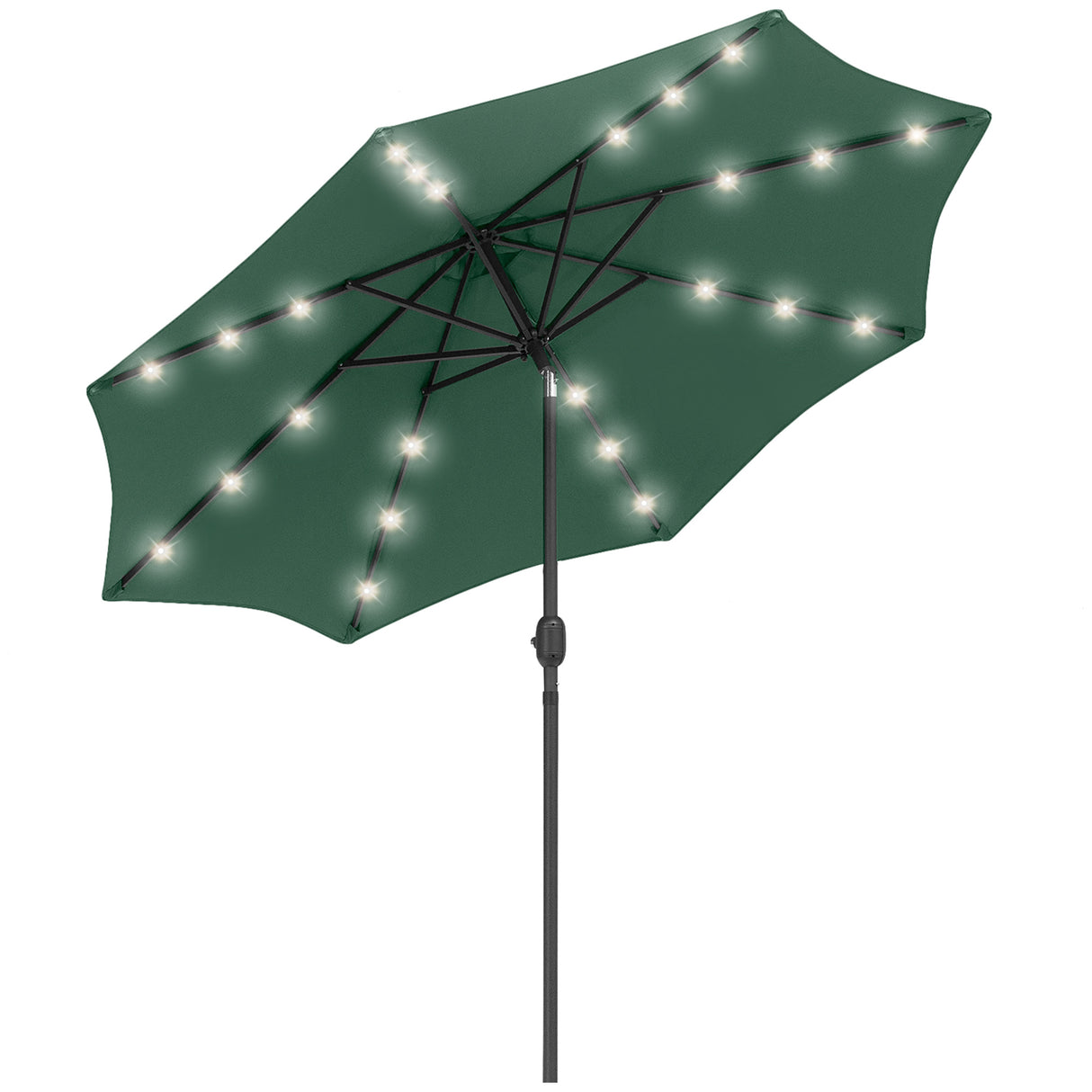 Polyester Tilting Parasol Umbrella With 24 LED Light 267cm Diameter - Velmora