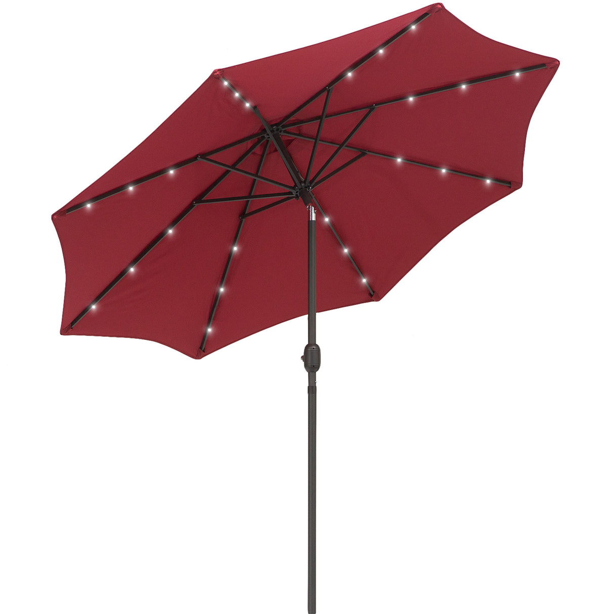 Polyester Tilting Parasol Umbrella With 24 LED Light 268cm Diameter - Velmora