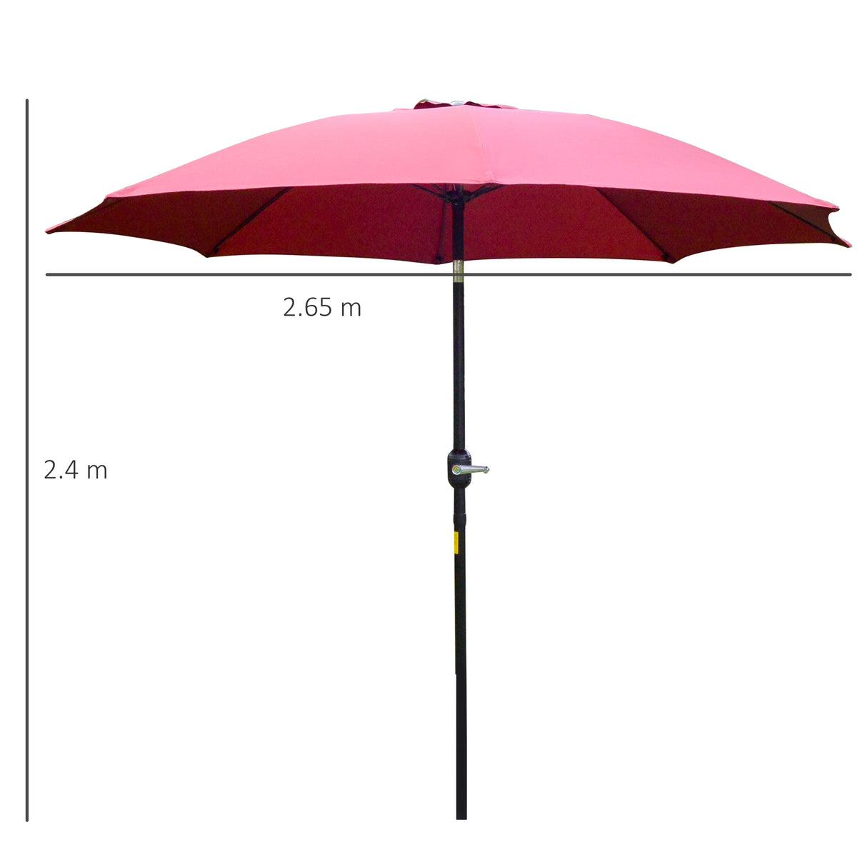 Polyester Tilting Parasol Umbrella With Glass Fibre Ribs 265cm Diameter - Velmora