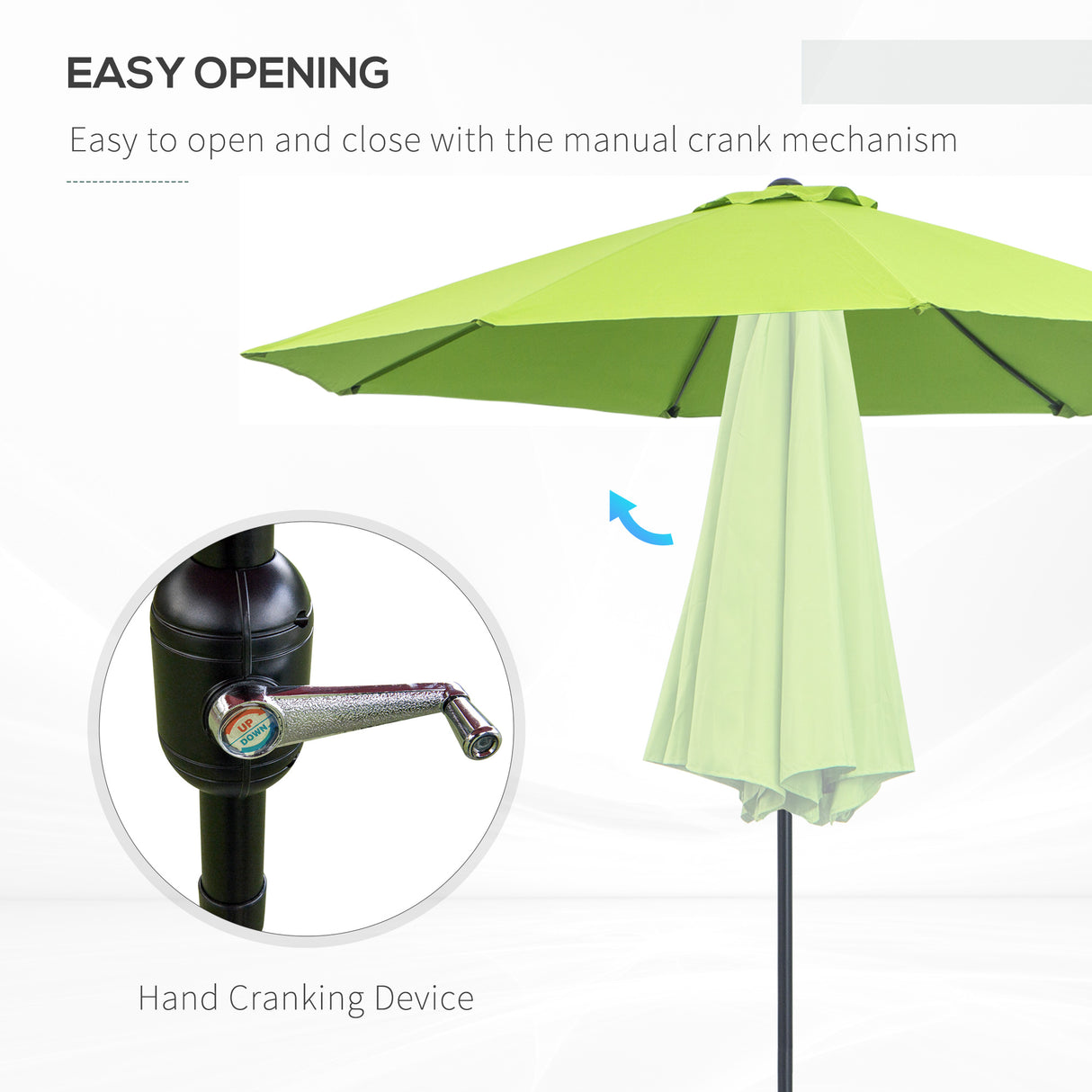 Polyester Tilting Parasol Umbrella With Glass Fibre Ribs 265cm Diameter - Velmora