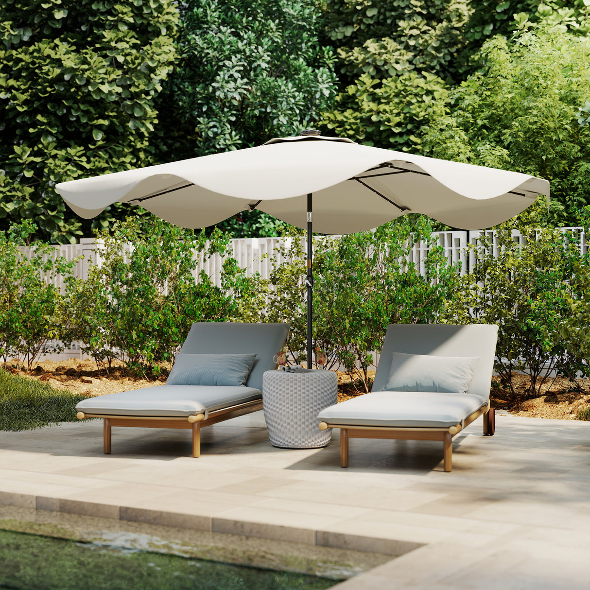 Polyester Tilting Parasol Umbrella With LED Solar Light 292cm Diameter - Velmora