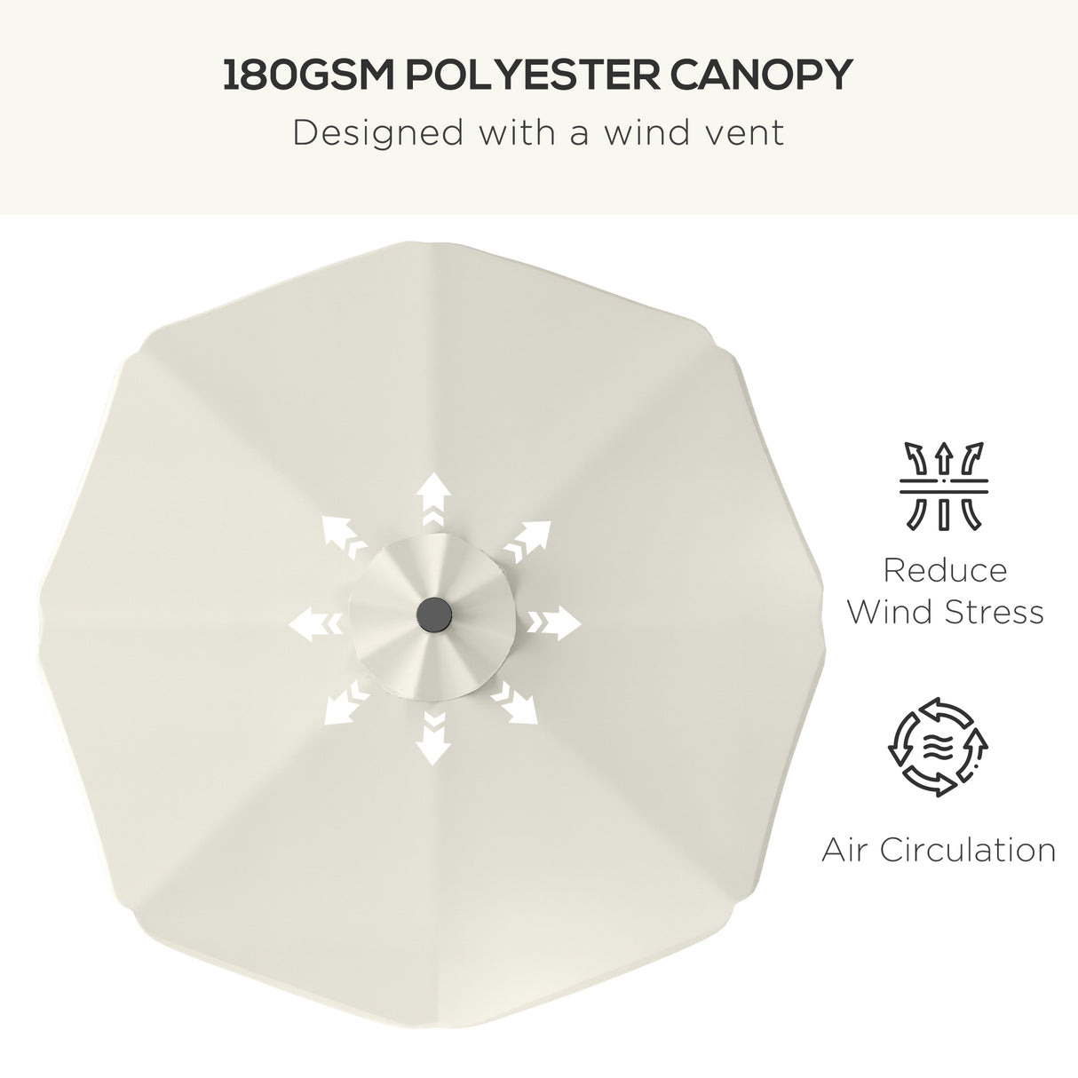Polyester Tilting Parasol Umbrella With LED Solar Light 292cm Diameter - Velmora
