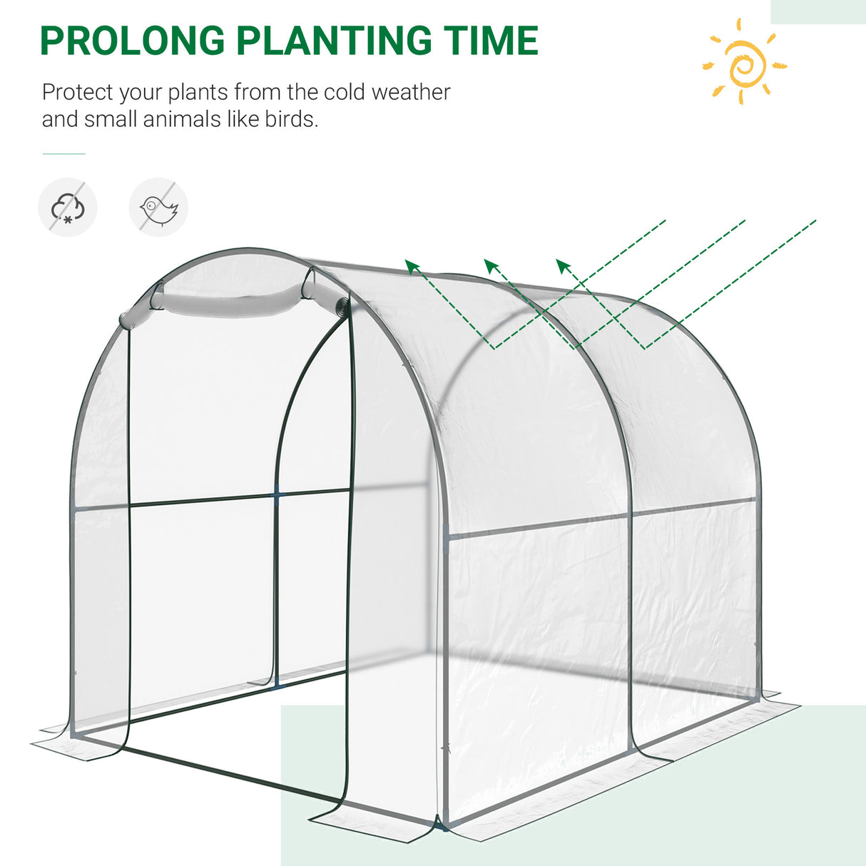 Polyethylene Garden Greenhouse 250cm Length - Velmora