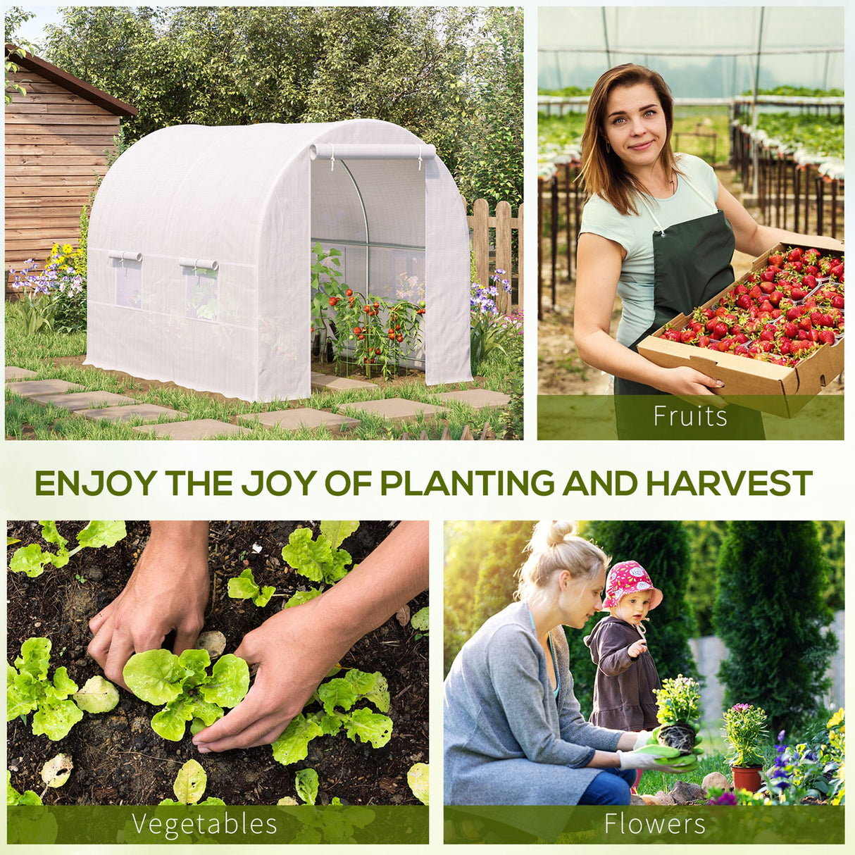 Polyethylene Garden Greenhouse 250cm Length - Velmora