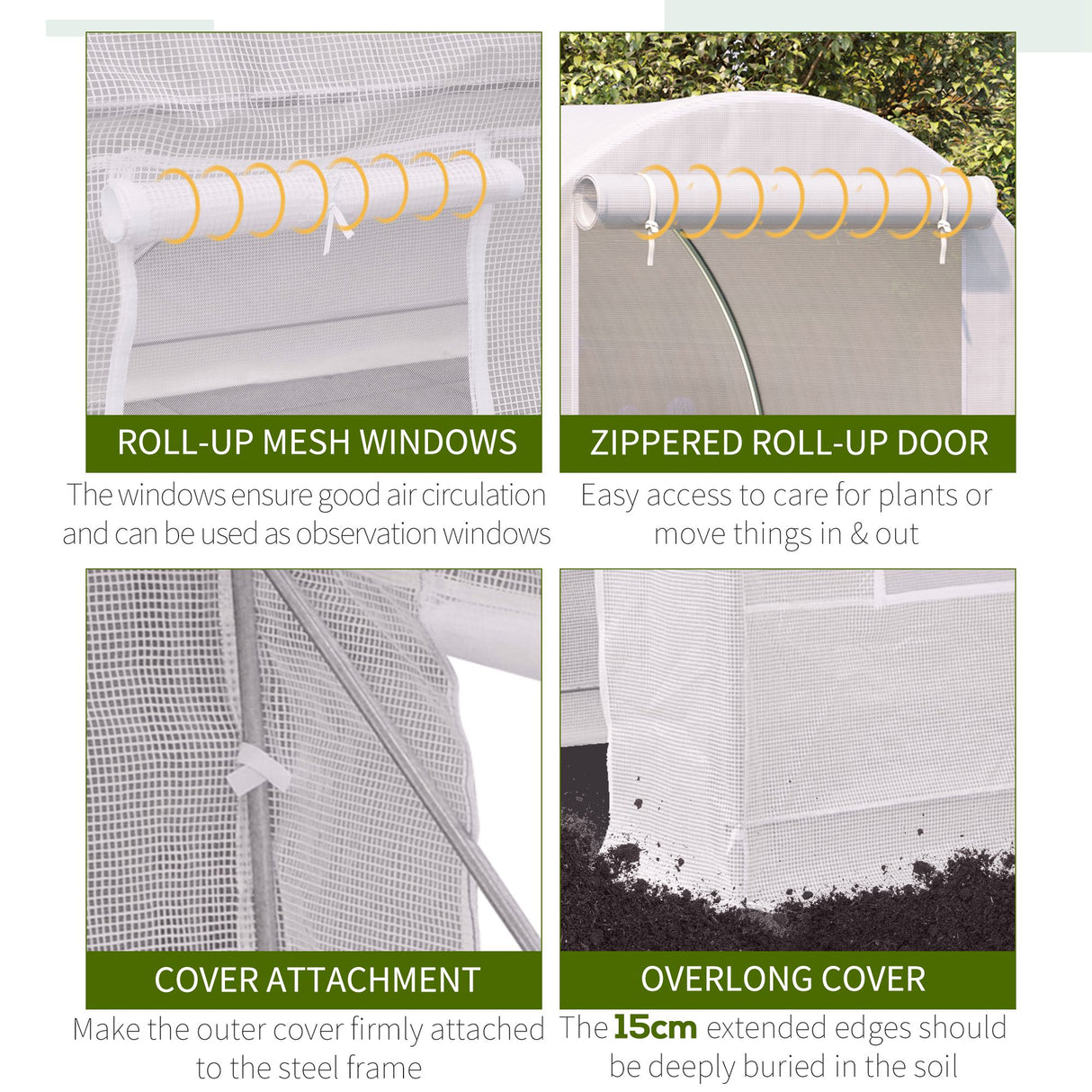 Polyethylene Garden Greenhouse 250cm Length - Velmora