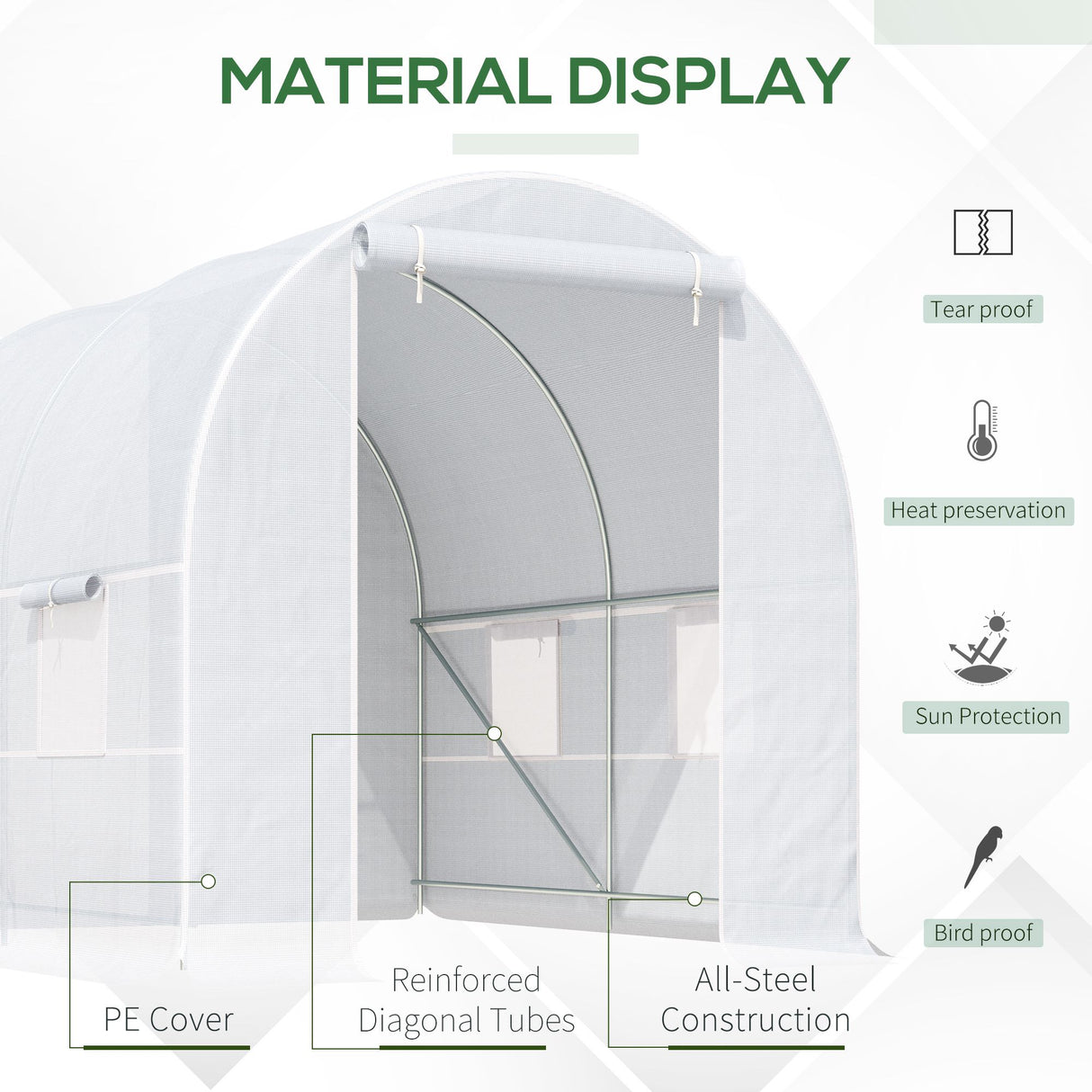 Polyethylene Garden Greenhouse 250cm Length - Velmora