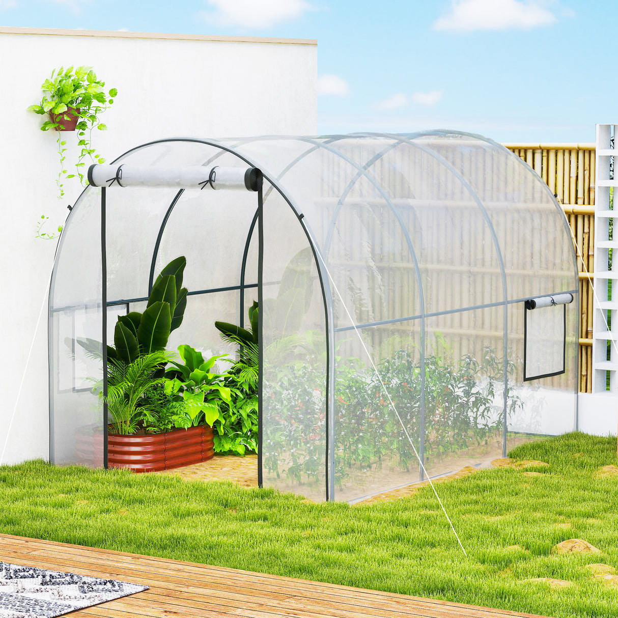 Polyethylene Garden Greenhouse 300cm Length - Velmora