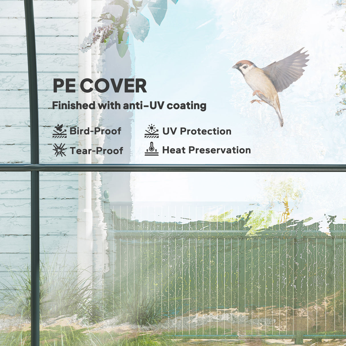 Polyethylene Garden Greenhouse 300cm Length - Velmora