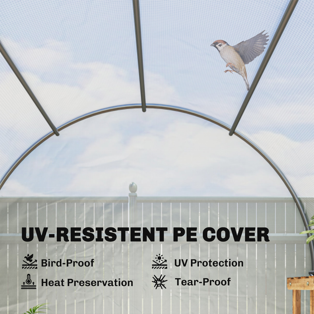 Polyethylene Garden Greenhouse 350cm Length - Velmora