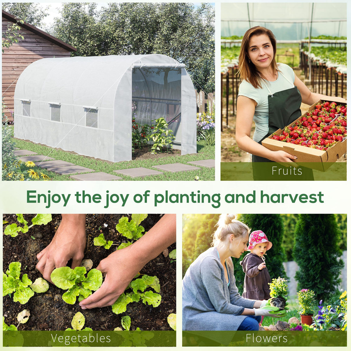 Polyethylene Garden Greenhouse 445cm Length - Velmora