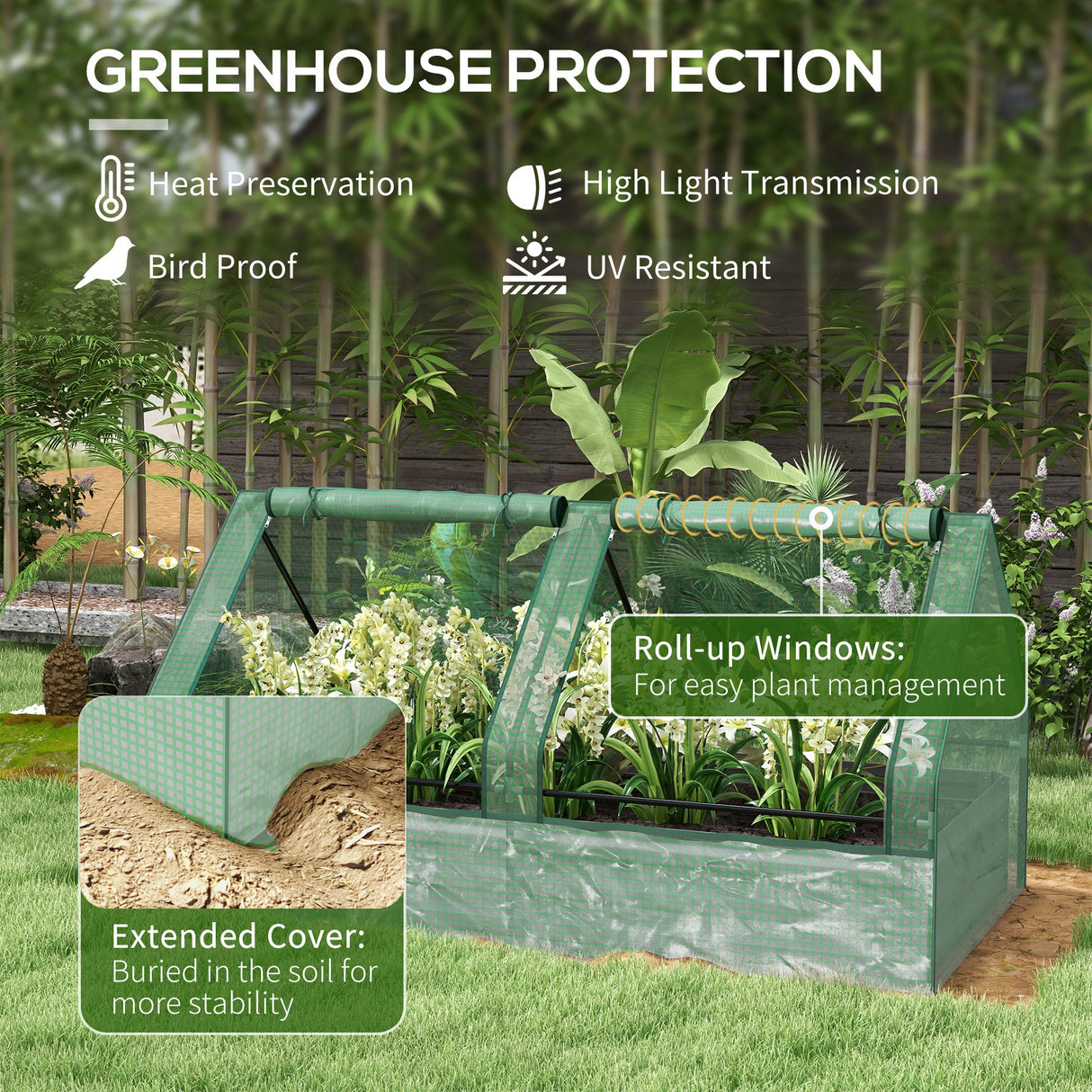 Polyethylene Outdoor Garden Planter Box 185cm Wide - Velmora