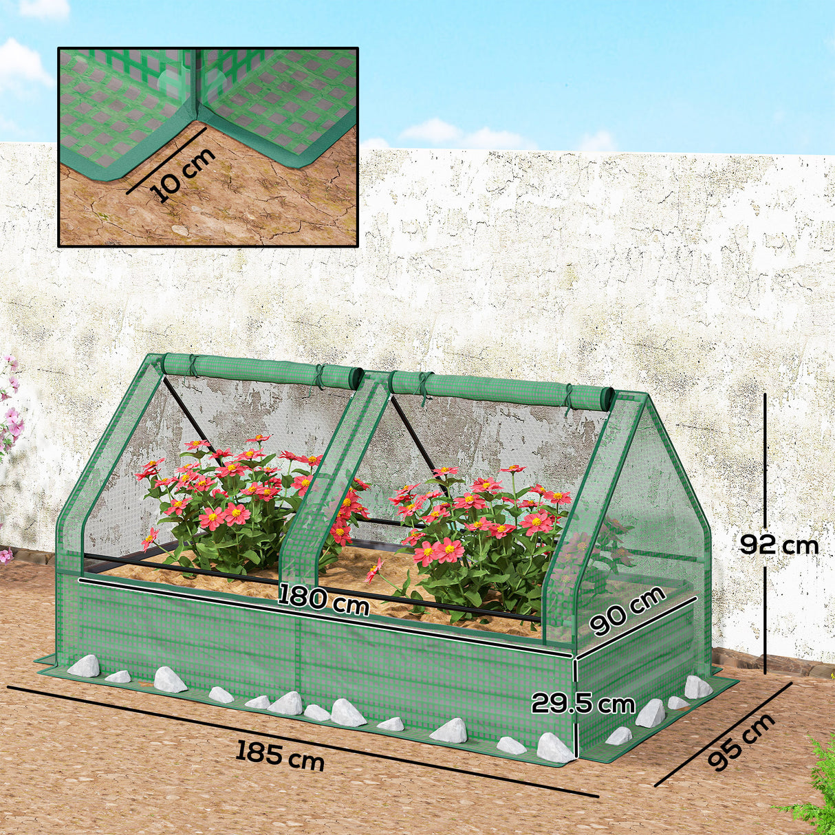 Polyethylene Outdoor Garden Planter Box 185cm Wide - Velmora