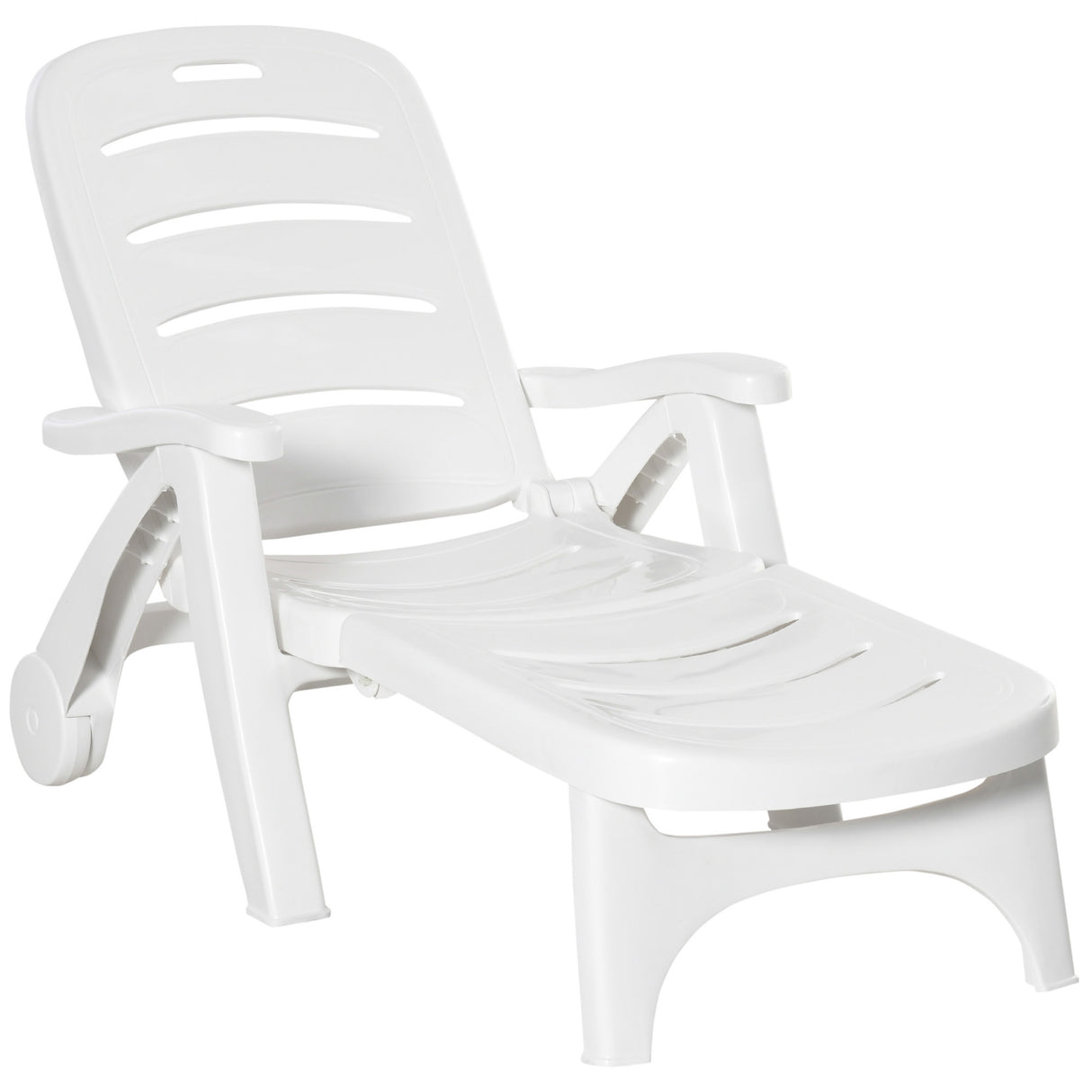 Polypropylene Folding Recliner Garden Sun Lounger on Wheels - Velmora