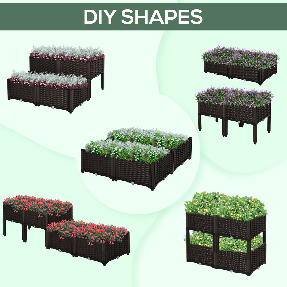 Polypropylene Outdoor Garden Planter Box 40cm Wide in Set Of 4 - Velmora