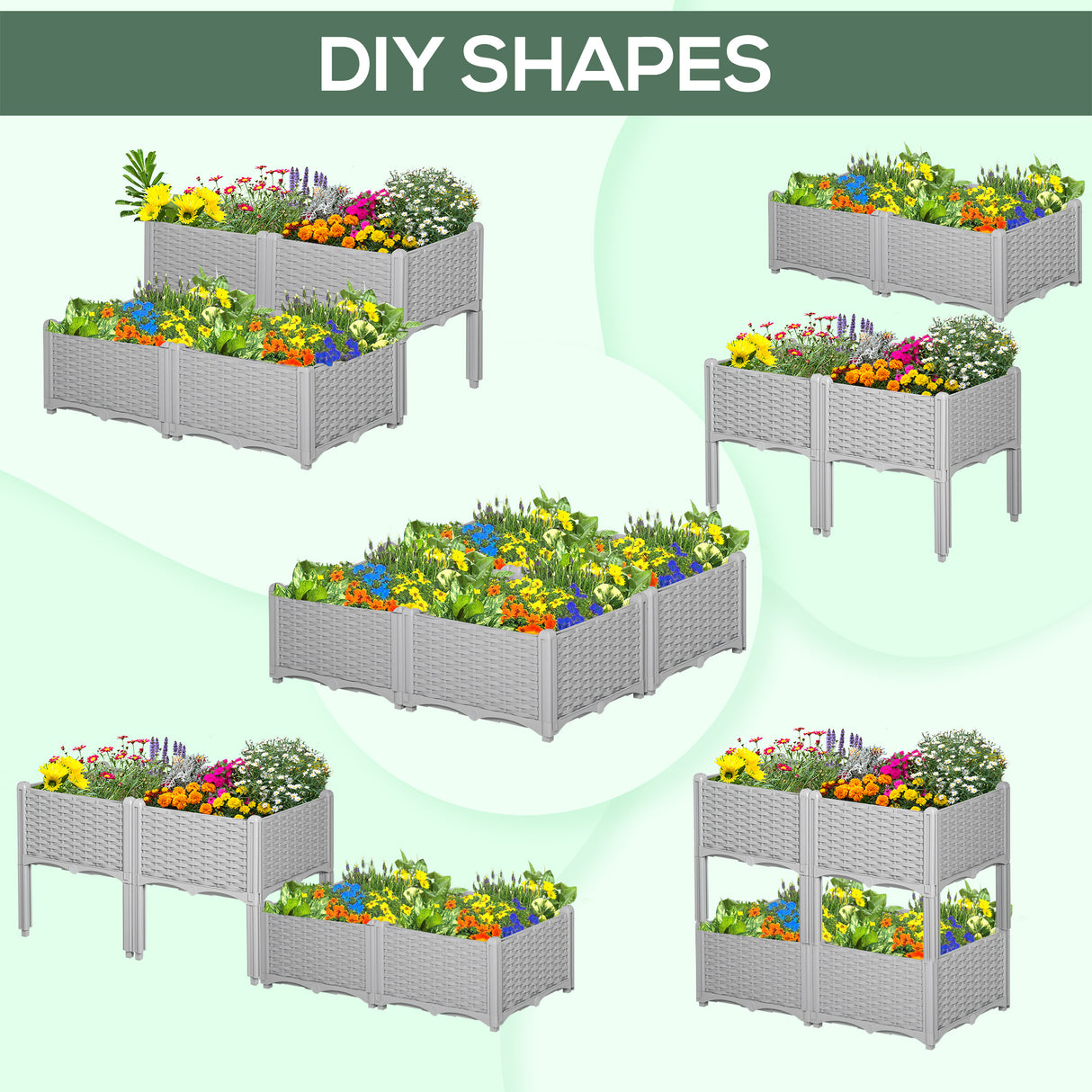 Polypropylene Outdoor Garden Planter Box 40cm Wide in Set Of 4 - Velmora