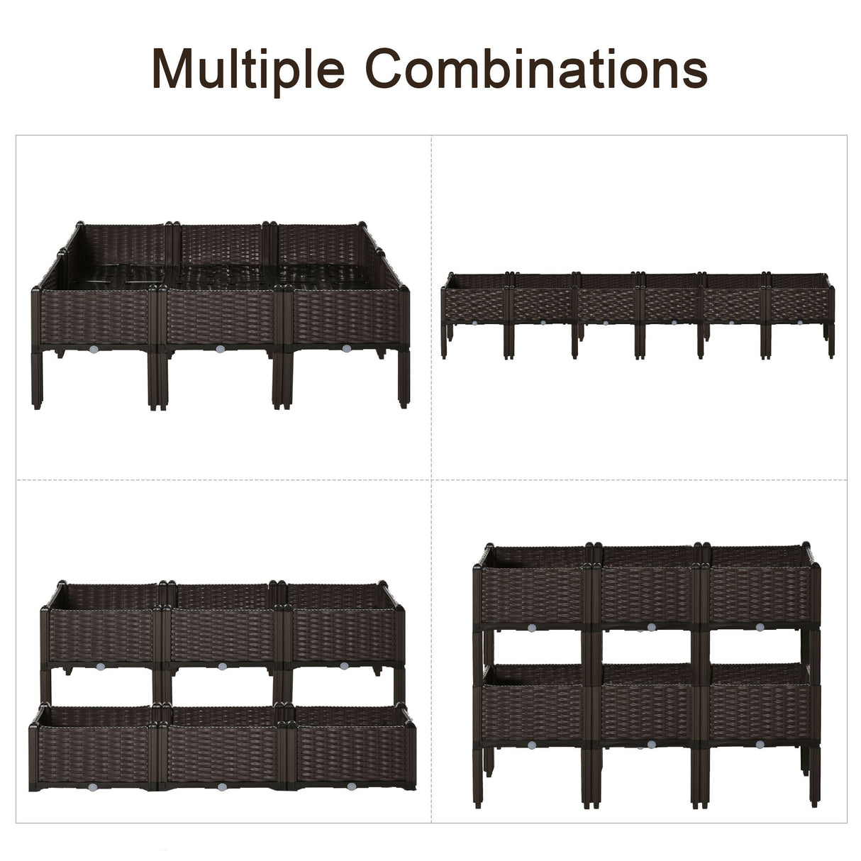 Polypropylene Outdoor Garden Planter Box 40cm Wide in Set Of 6 - Velmora