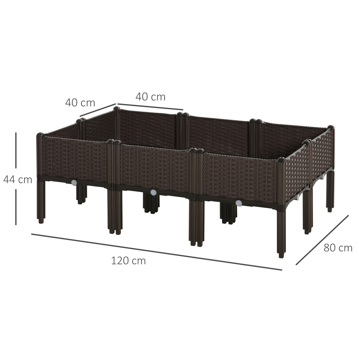 Polypropylene Outdoor Garden Planter Box 40cm Wide in Set Of 6 - Velmora