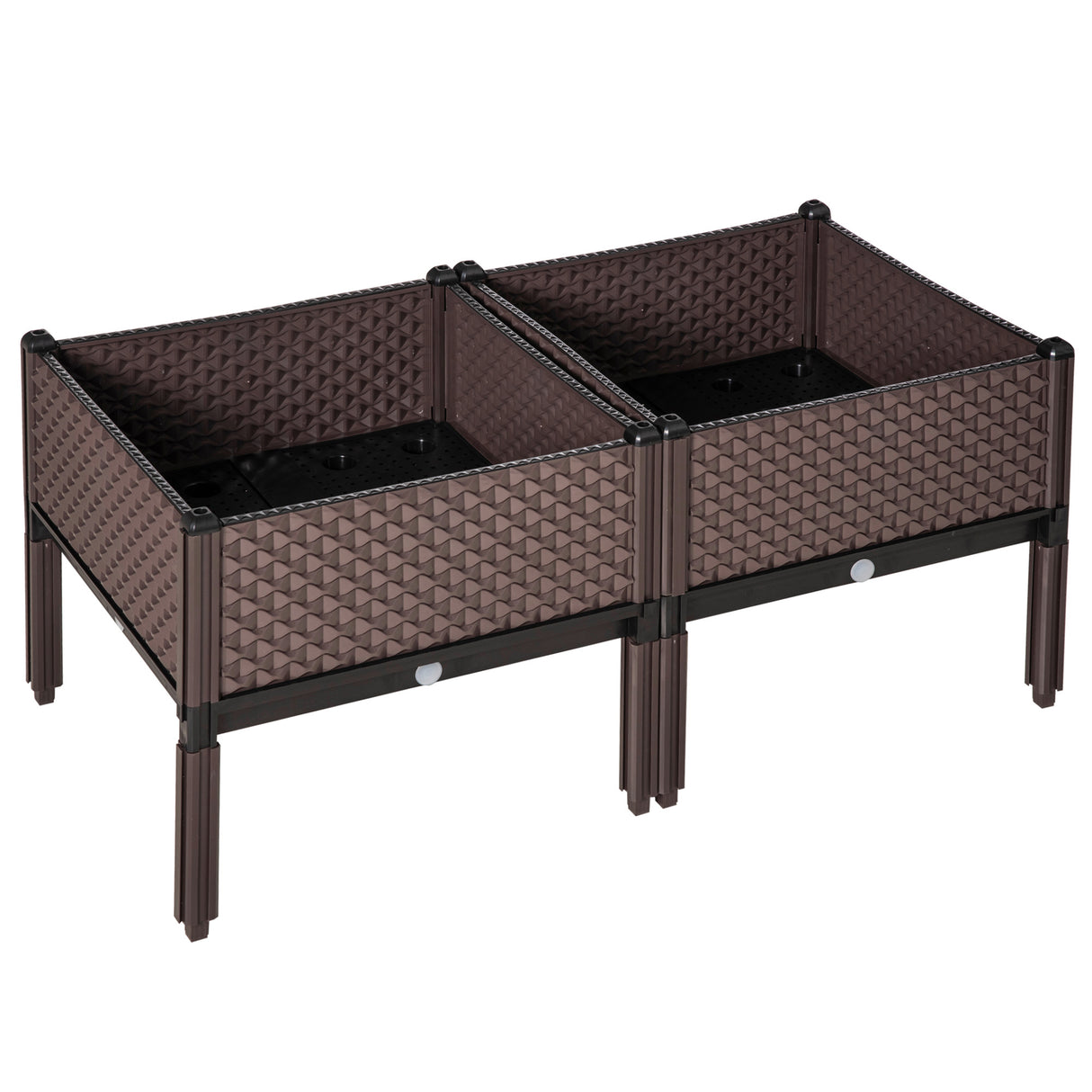 Polypropylene Outdoor Garden Planter Box 50cm Wide in Set Of 2 - Velmora