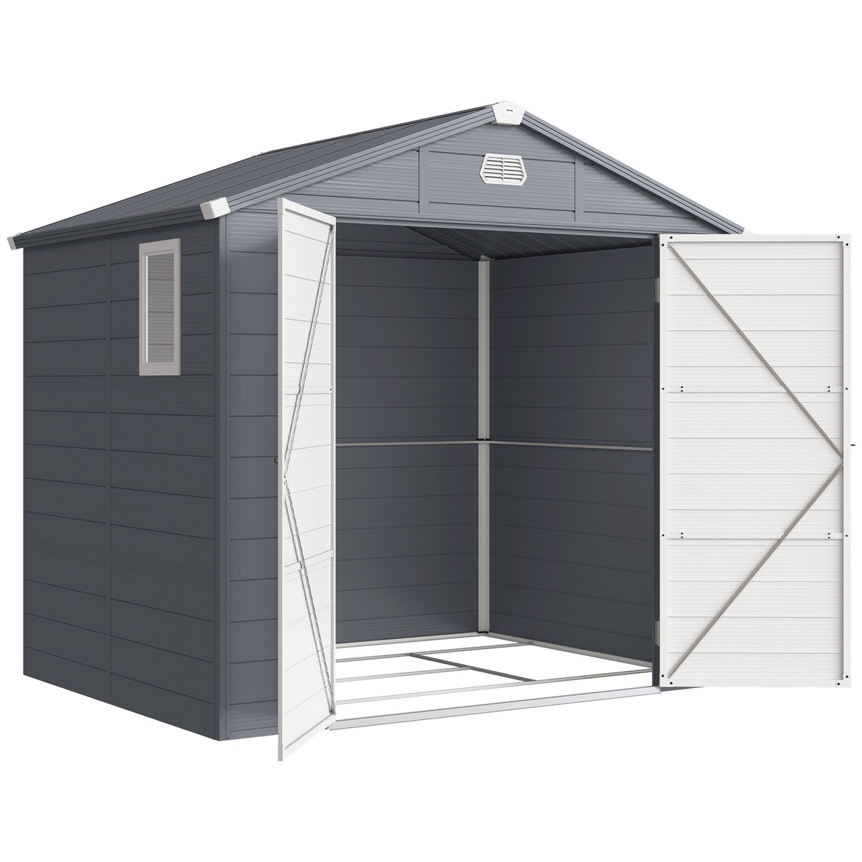 Polypropylene Outdoor Garden Shed 7.9ft x 6.2ft With Aluminium Frame - Velmora