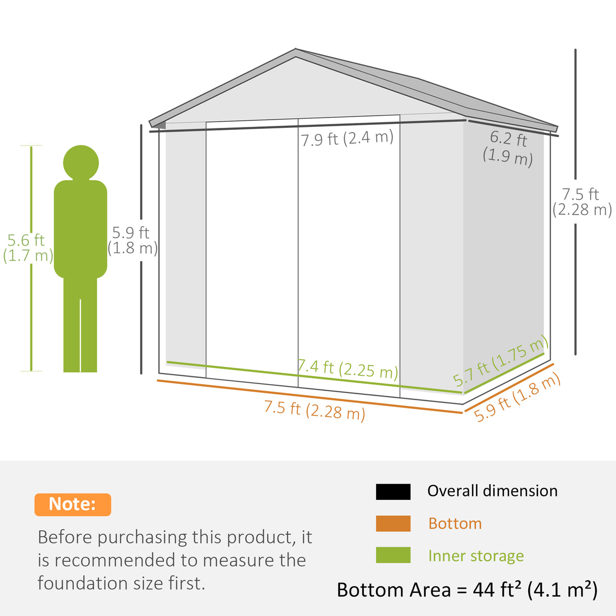 Polypropylene Outdoor Garden Shed 7.9ft x 6.2ft With Aluminium Frame - Velmora