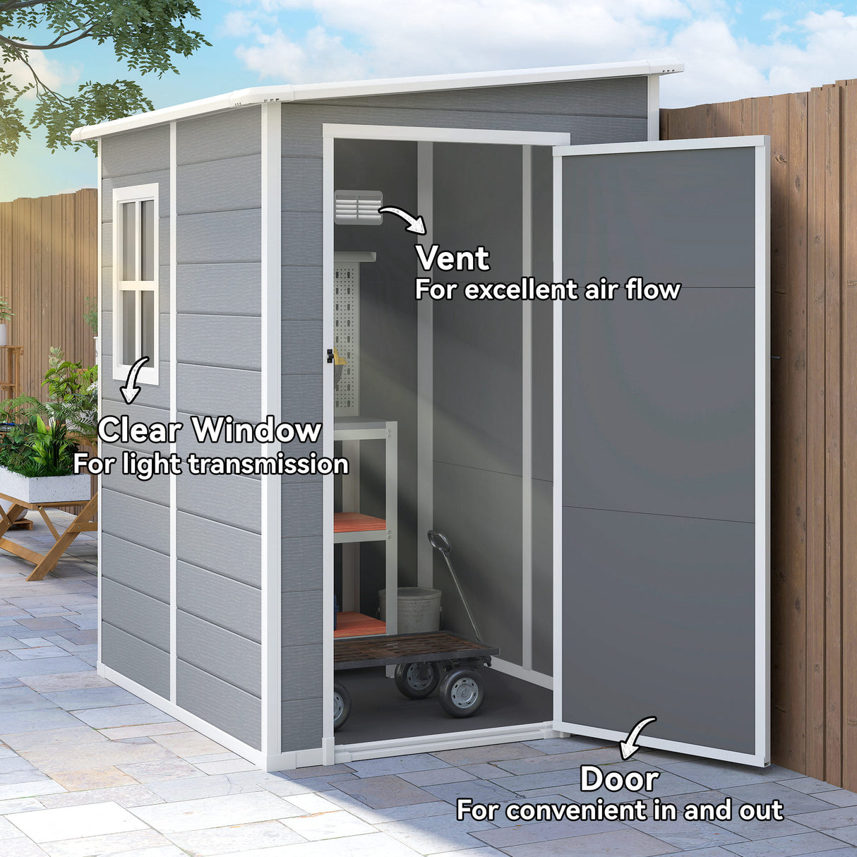 Polypropylene Outdoor Garden Storage Shed 4ft x 5ft - Velmora