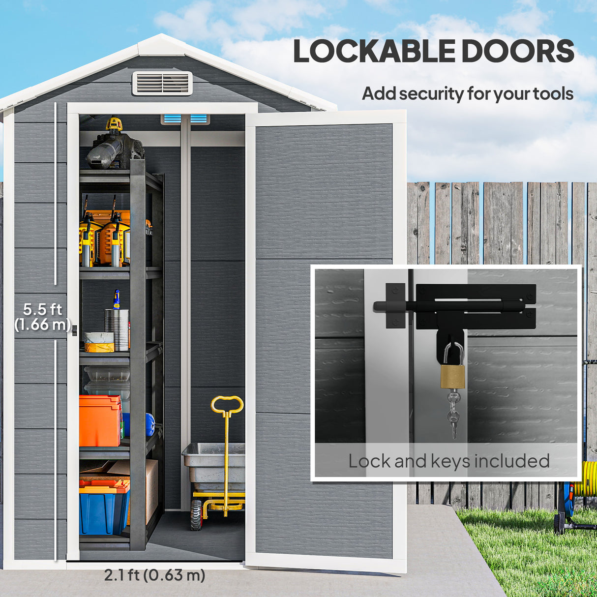 Polypropylene Outdoor Garden Storage Shed 4ft x 6ft - Velmora