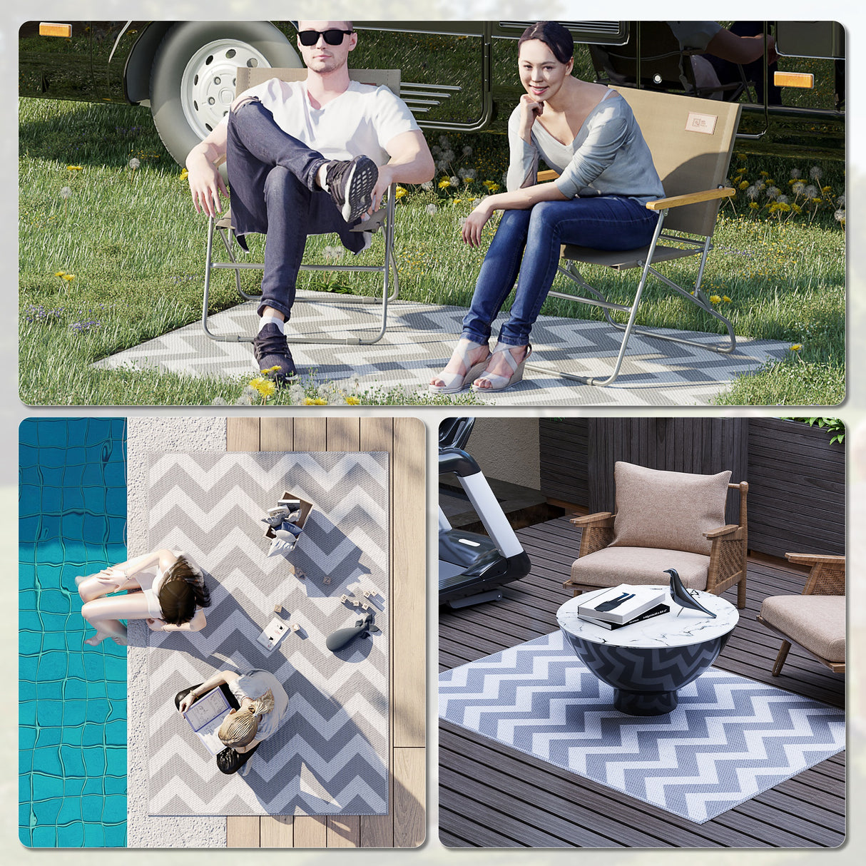 Polypropylene Outdoor Reversible Plastic Straw Rug 182cm Wide - Velmora