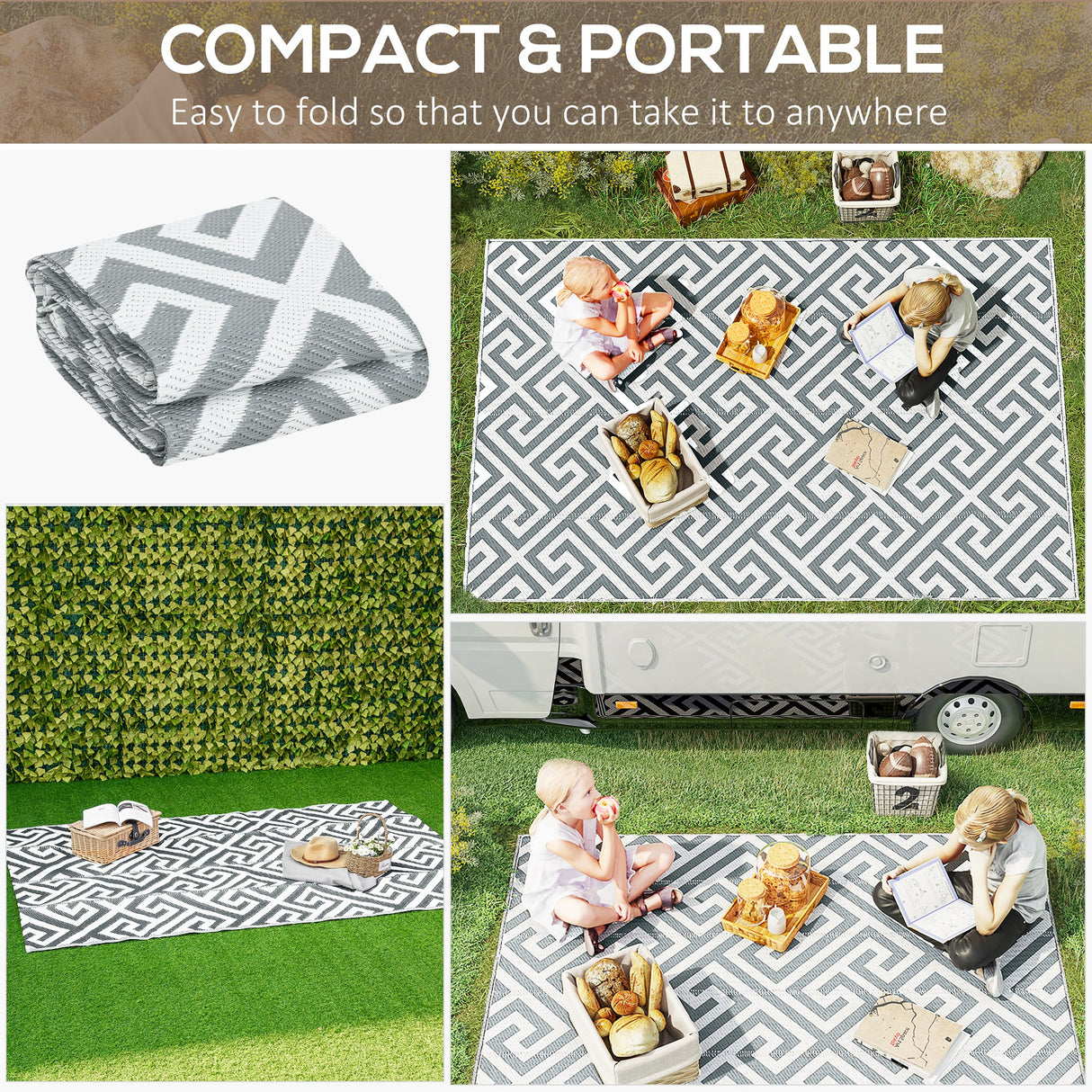 Polypropylene Outdoor Reversible Plastic Straw Rug 243cm Wide - Velmora