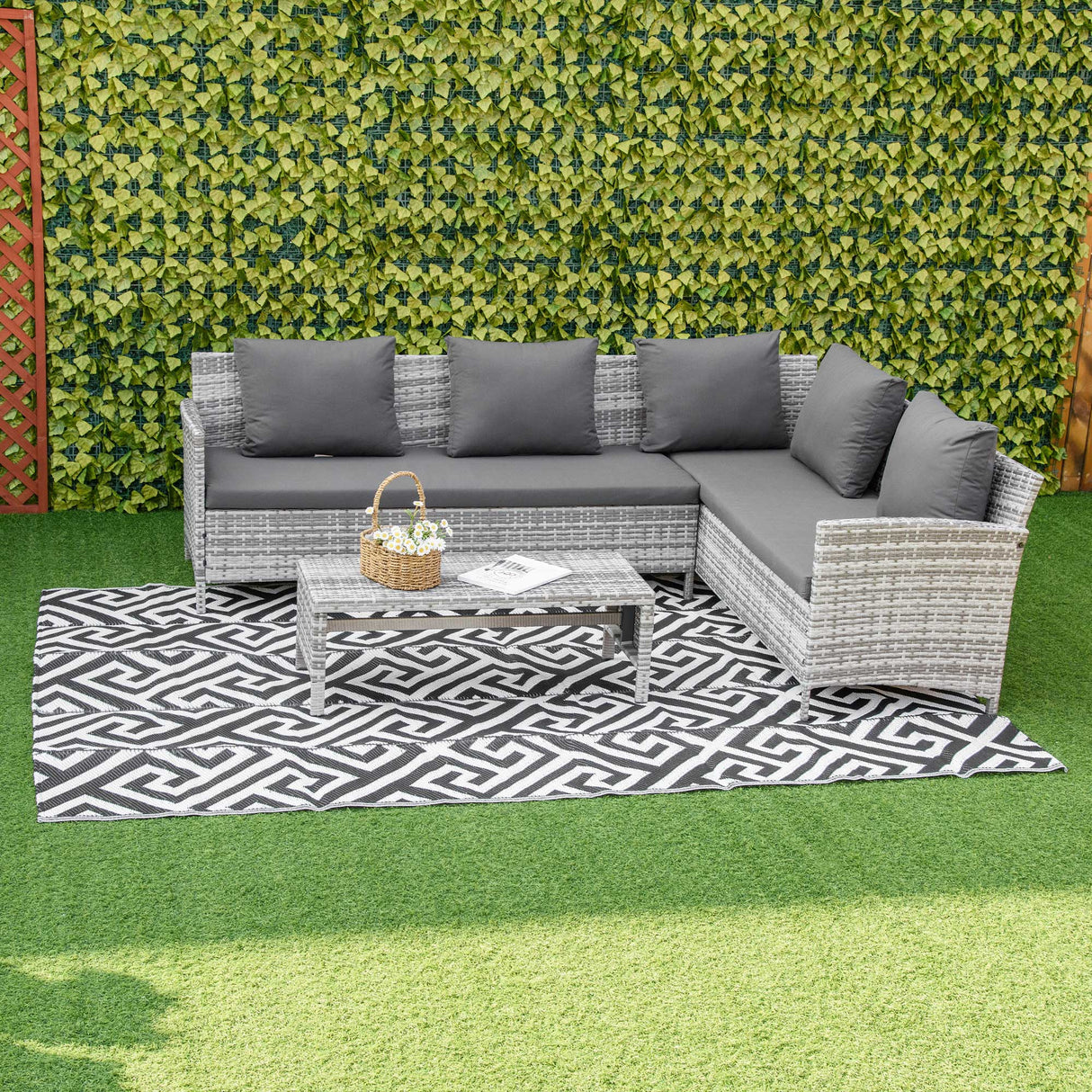 Polypropylene Outdoor Reversible Plastic Straw Rug 274cm Wide - Velmora