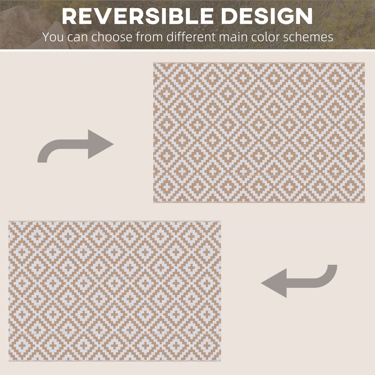 Polypropylene Outdoor Reversible Plastic Straw Rug 274cm Wide - Velmora