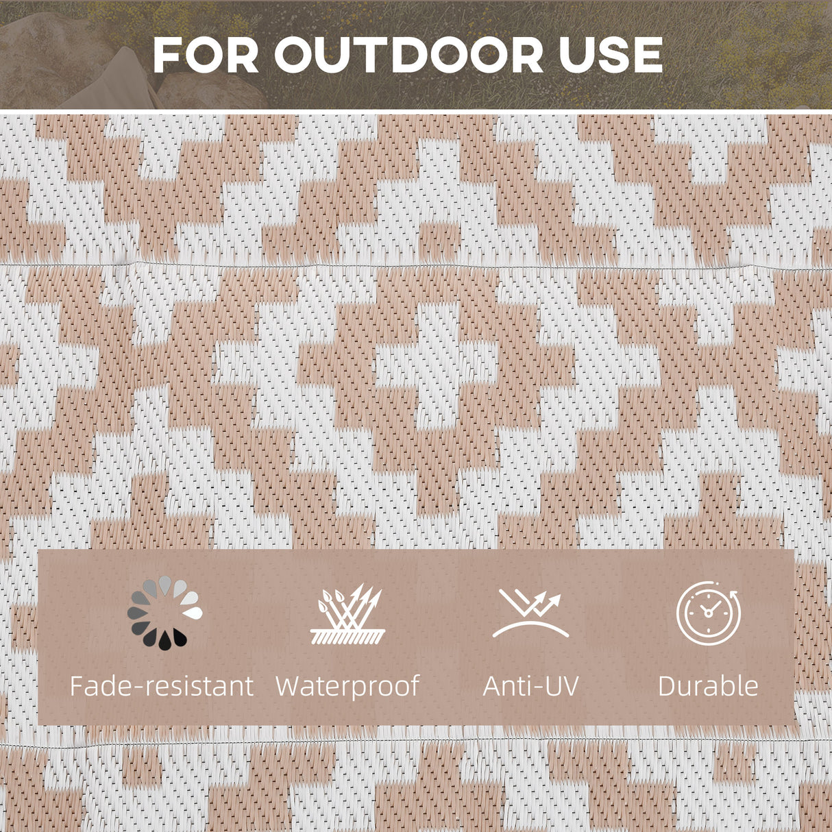 Polypropylene Outdoor Reversible Plastic Straw Rug 274cm Wide - Velmora