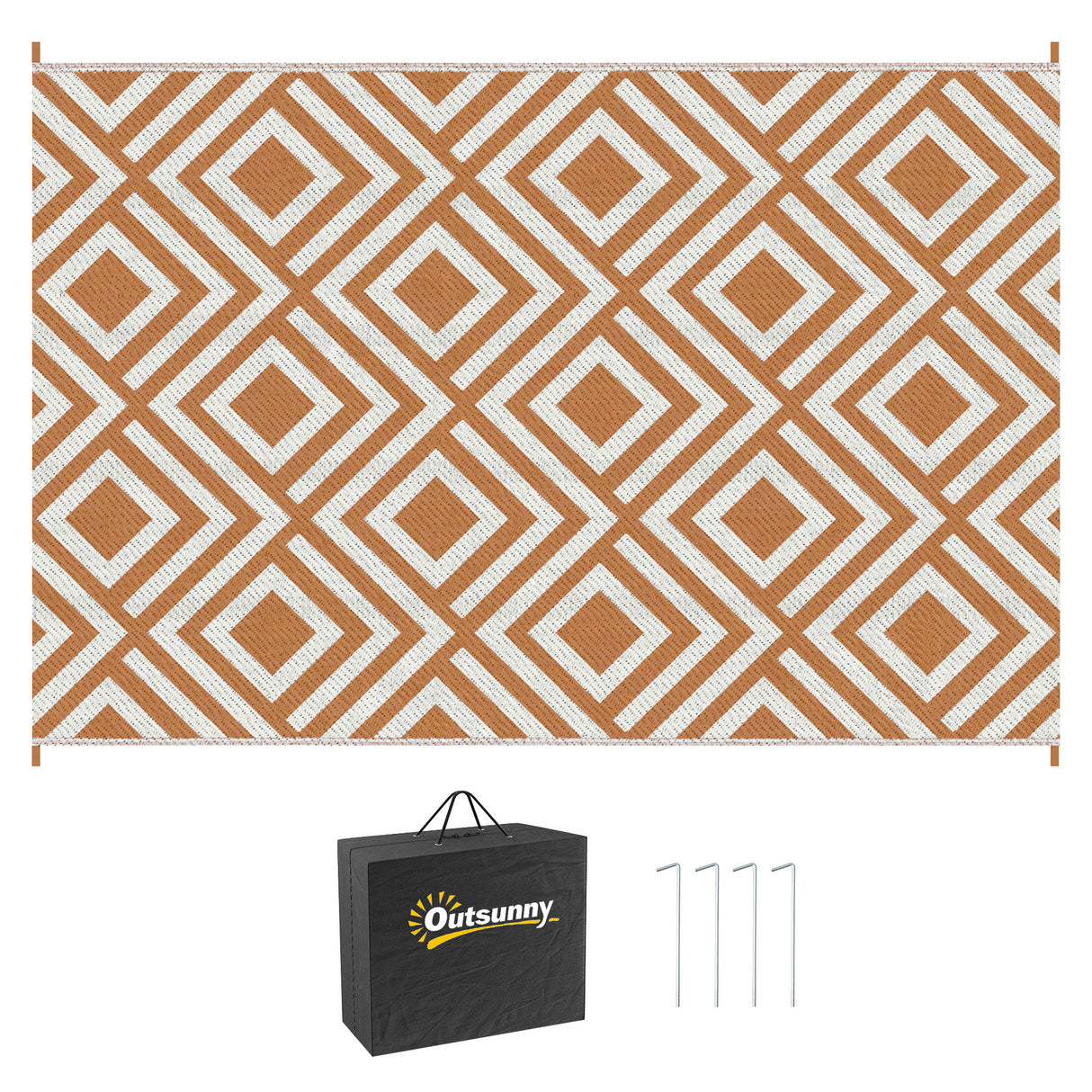 Polypropylene Outdoor Reversible Plastic Straw Rug 274cm Wide With Carry Bag - Velmora