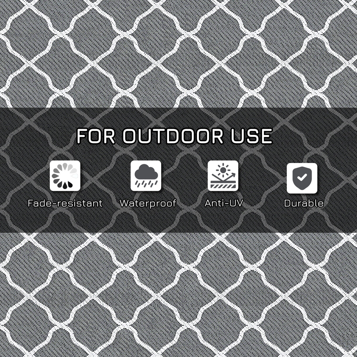 Polypropylene Outdoor Reversible Plastic Straw Rug 274cm Wide With Carry Bag - Velmora