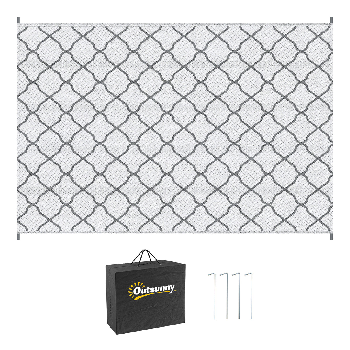 Polypropylene Outdoor Reversible Plastic Straw Rug 274cm Wide With Carry Bag - Velmora