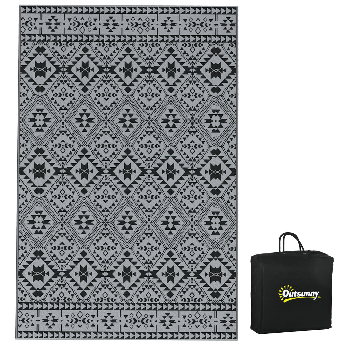 Polypropylene Outdoor Reversible Plastic Straw Rug 274cm Wide With Carry Bag - Velmora