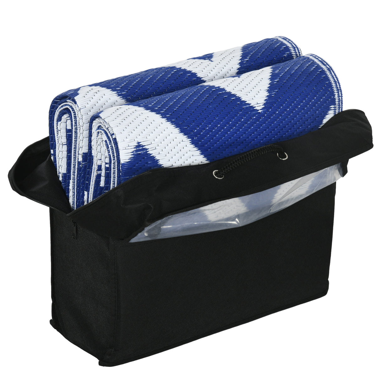 Polypropylene Outdoor Reversible Plastic Straw Rug 274cm Wide With Carry Bag - Velmora