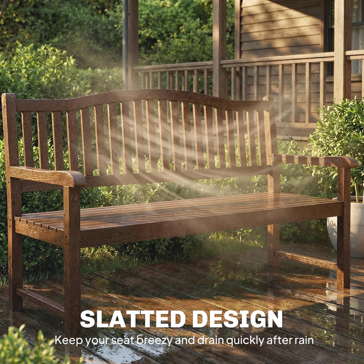 Poplar Wood Garden Loveseat 2 to 3 Seater Bench - Velmora