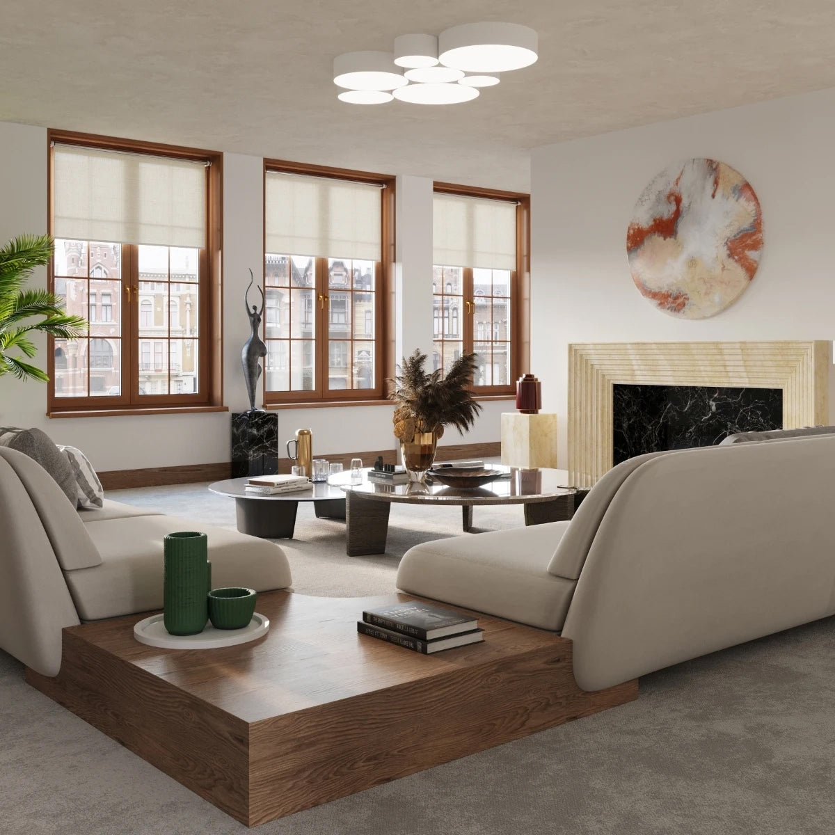 PVC Ceiling Light Round With Arena Lamp - Spanish Orange