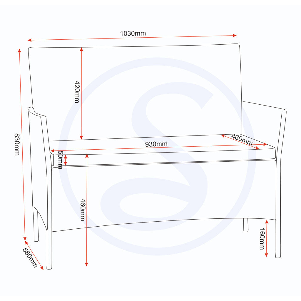 Rattan Garden Set 4 Piece - Willow