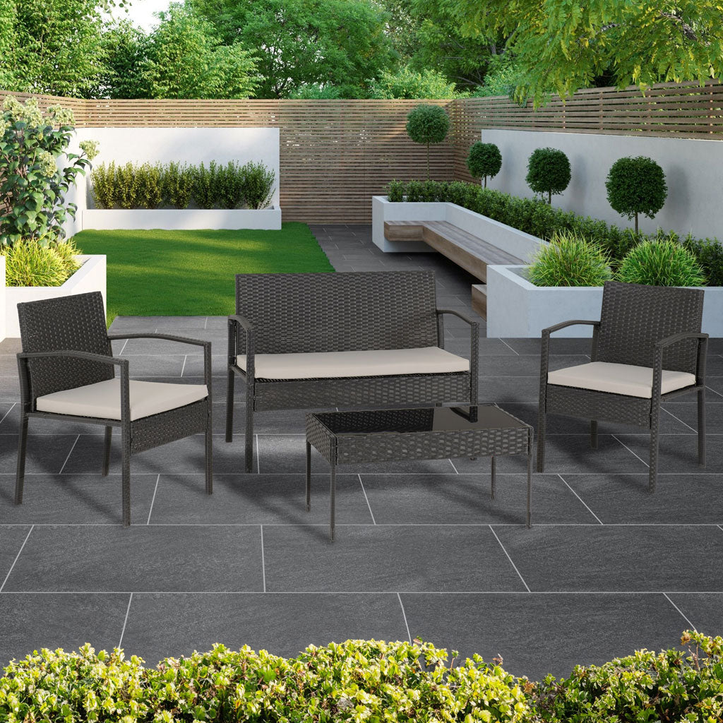Rattan Garden Set 4 Piece With Coffee Table - Cedar