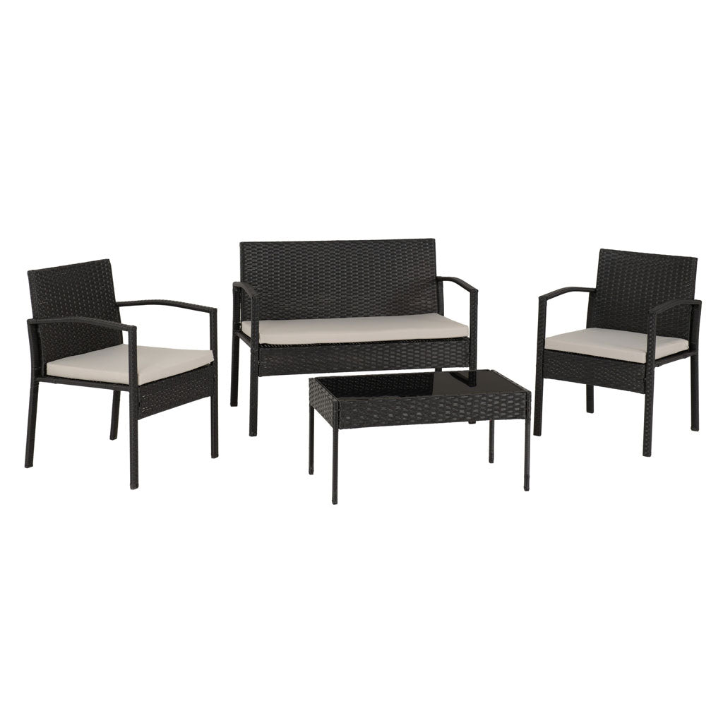 Rattan Garden Set 4 Piece With Coffee Table - Cedar