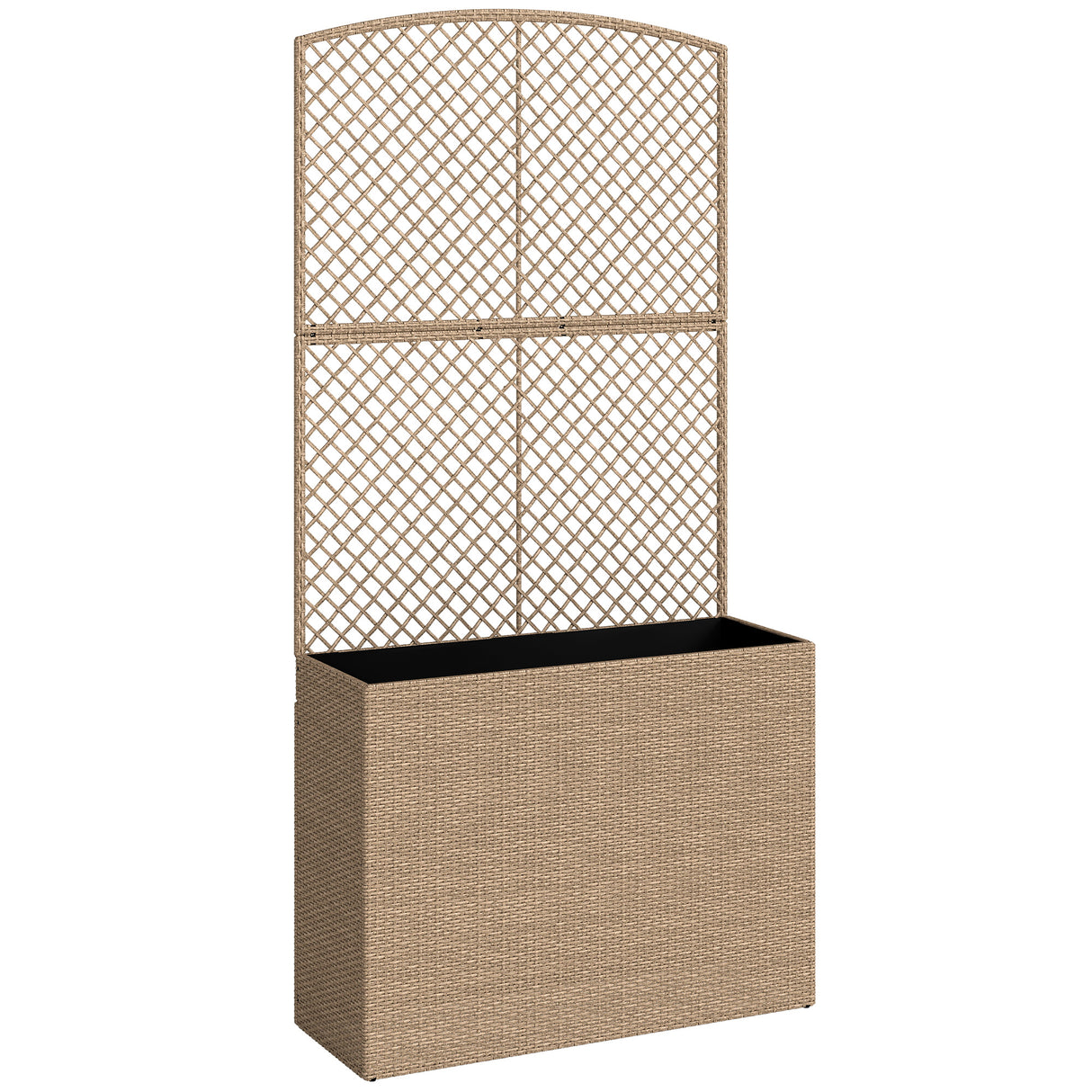 Rattan Outdoor Garden Planter With Trellis 80cm Wide - Velmora
