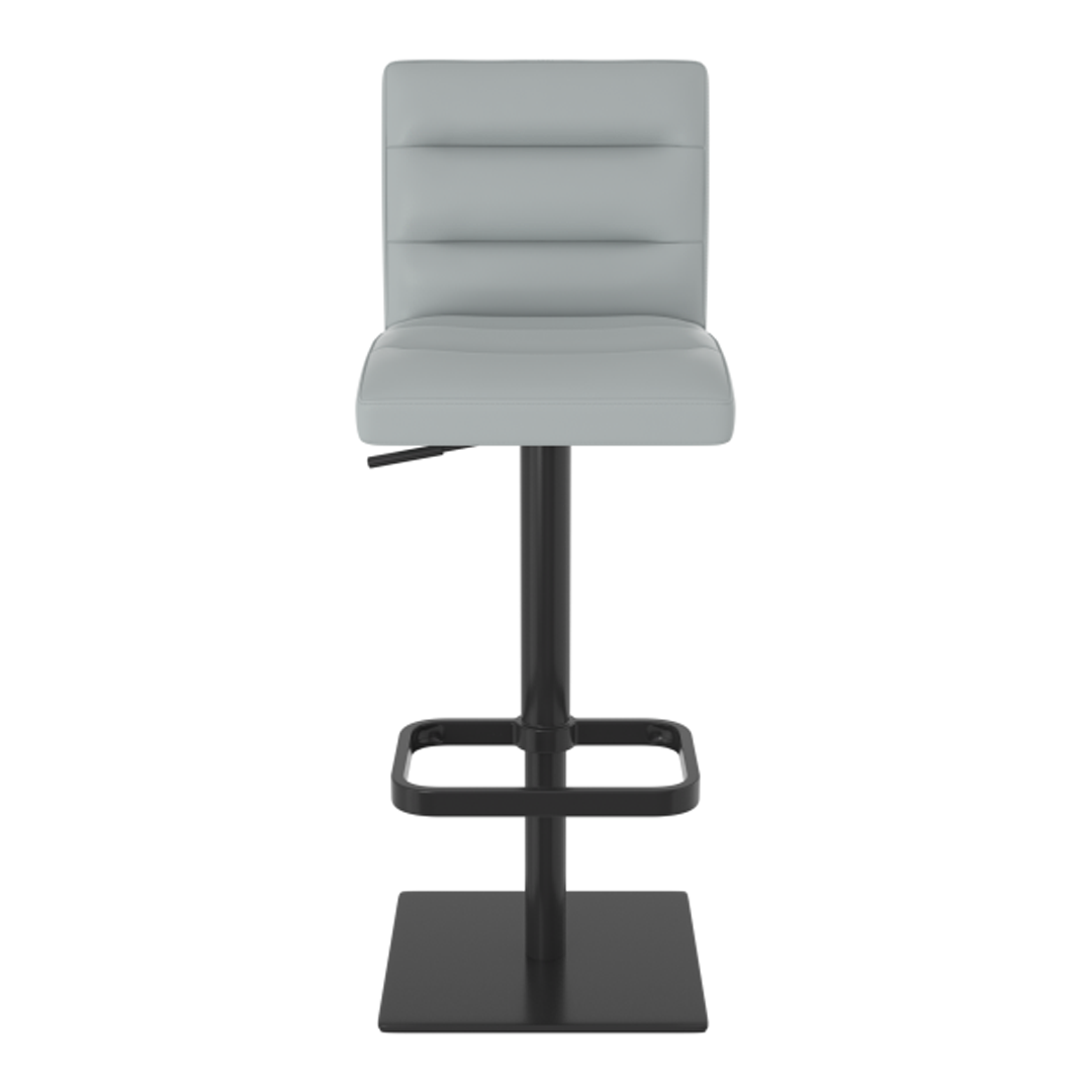 Real Leather Bar Stool With Black Base - Dunley