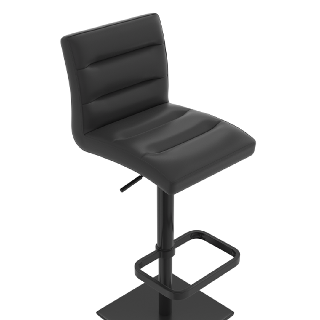Real Leather Bar Stool With Black Base - Dunley