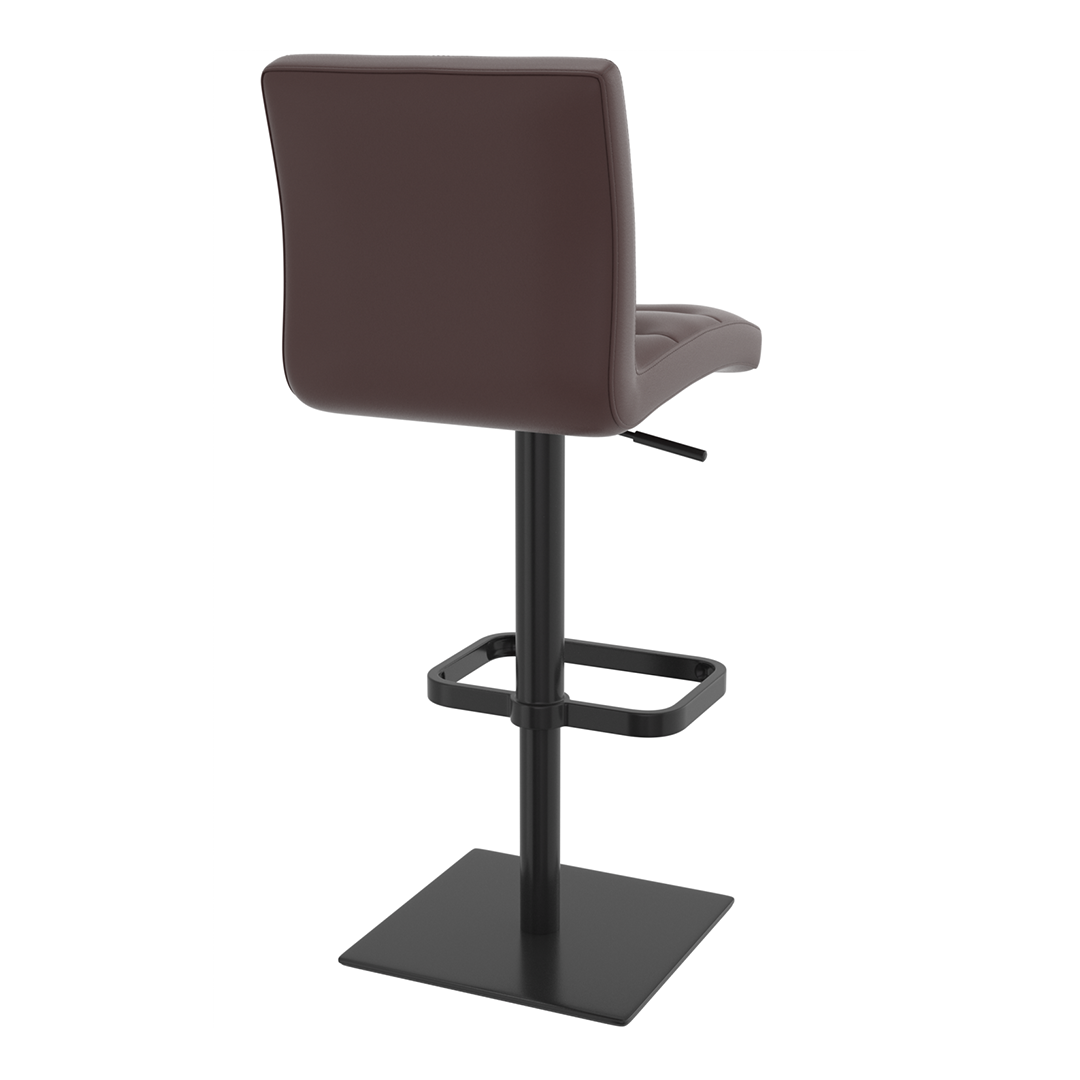 Real Leather Bar Stool With Black Base - Dunley