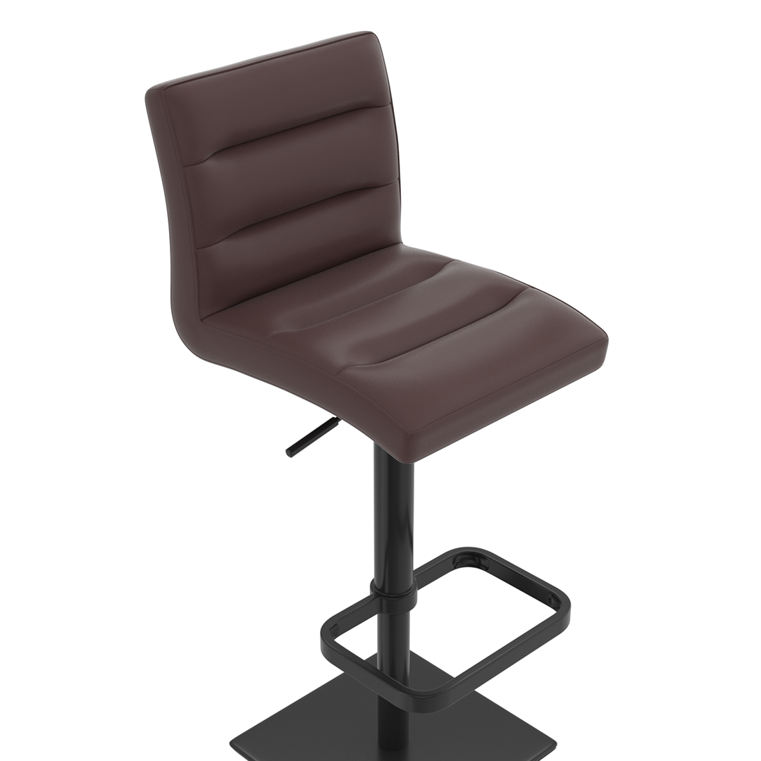 Real Leather Bar Stool With Black Base - Dunley