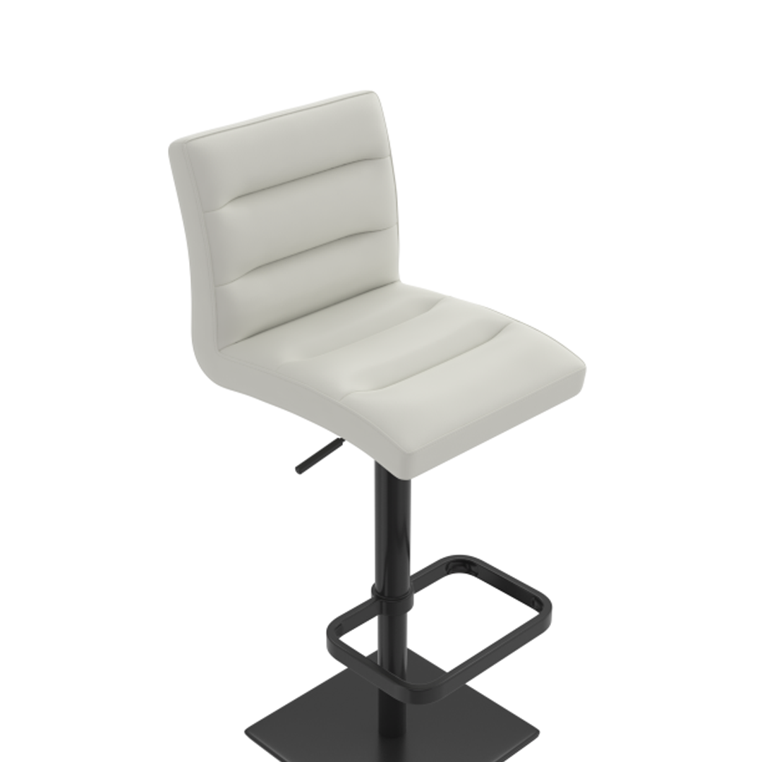 Real Leather Bar Stool With Black Base - Dunley