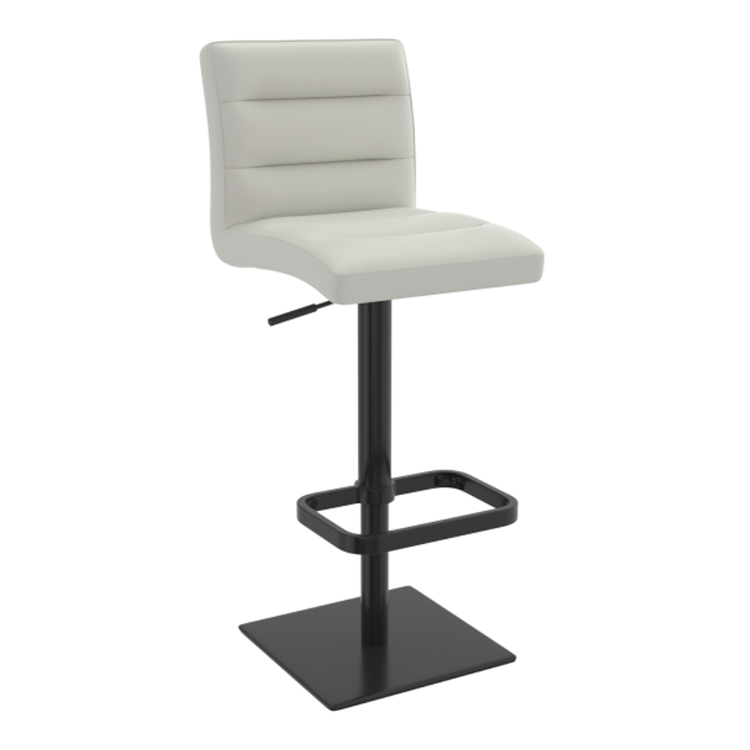 Real Leather Bar Stool With Black Base - Dunley