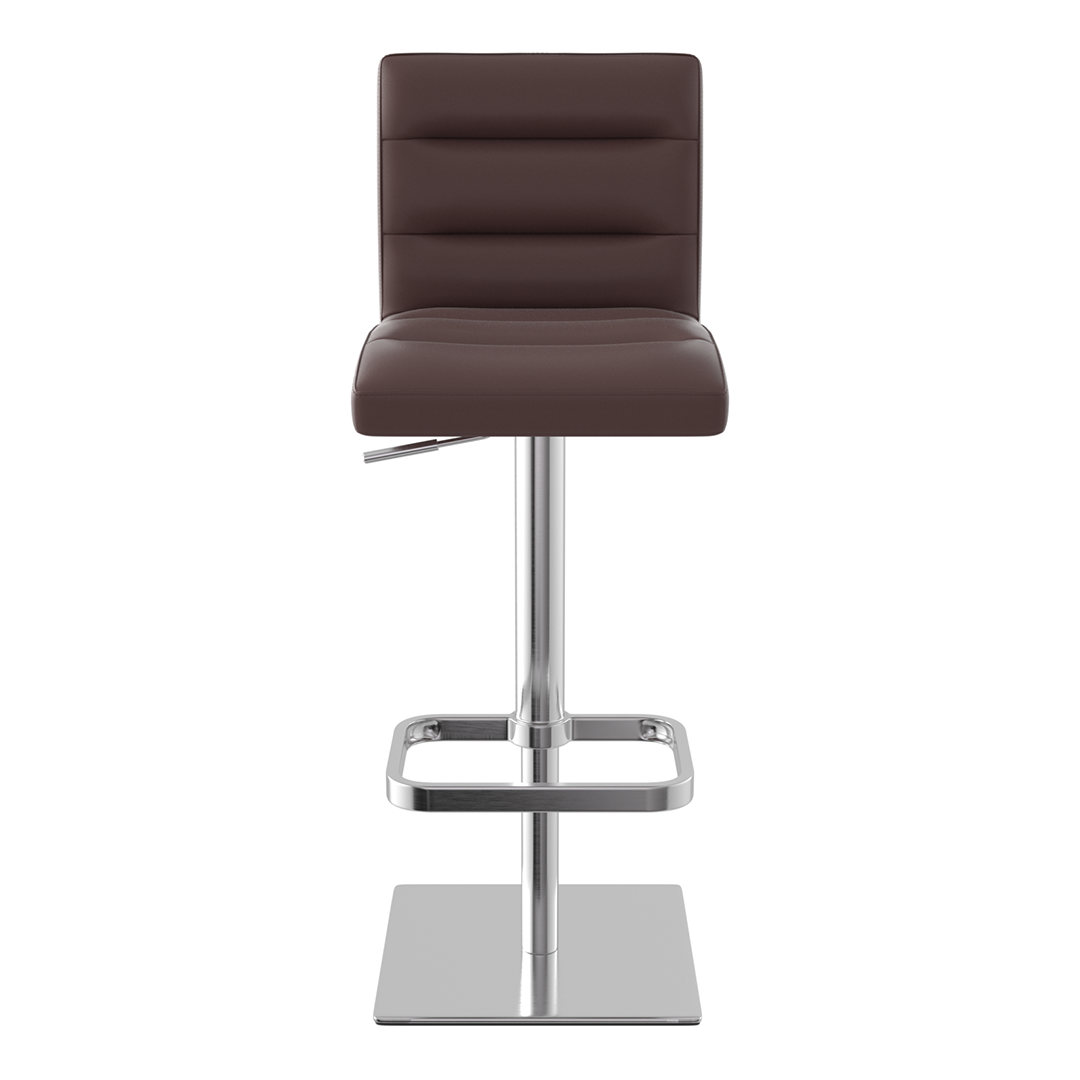 Real Leather Bar Stool With Brushed Chrome Base - Dunley
